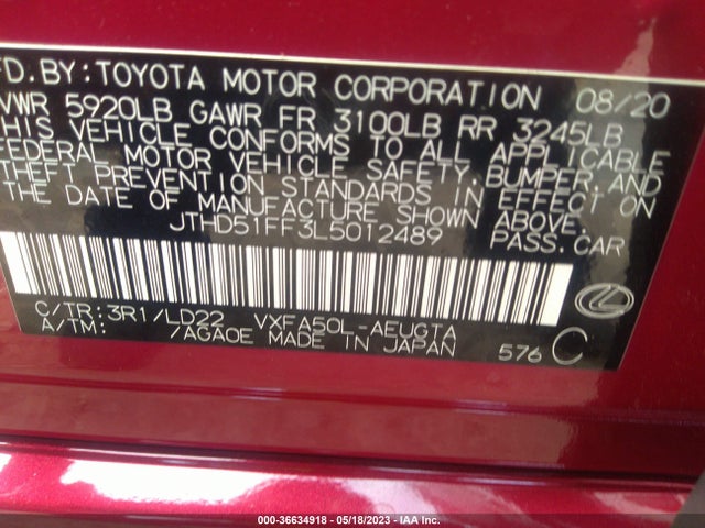 2020 Lexus LS, VIN: JTHD51FF3L5012489