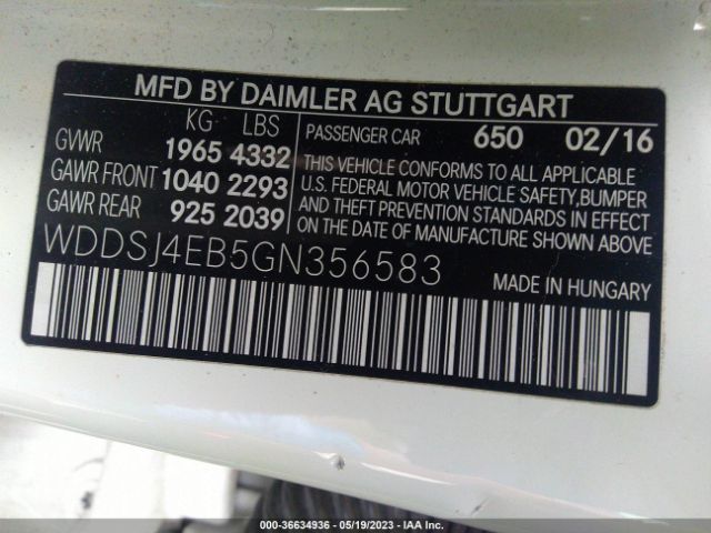WDDSJ4EB5GN356583 Mercedes-Benz Cla Cla 250