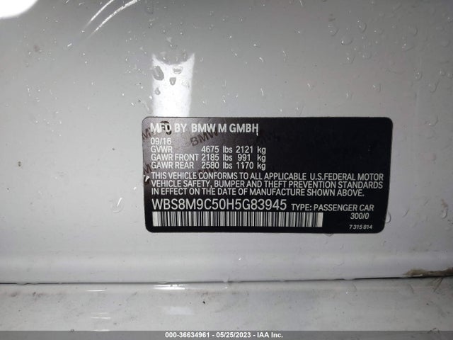 2017 BMW M3, VIN: WBS8M9C50H5G83945