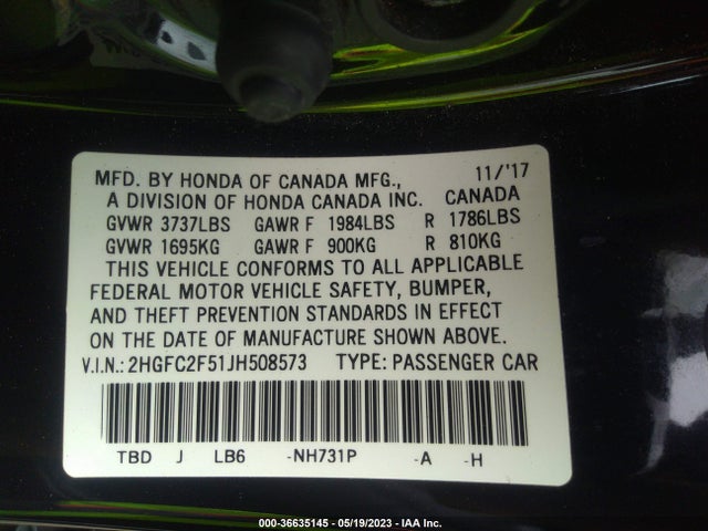 Honda Civic Sedan Lx 2018 2HGFC2F51JH508573 Image 9