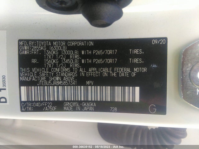 Toyota 4RUNNER SR5 2021 JTEBU5JR8M5857341 Image 11