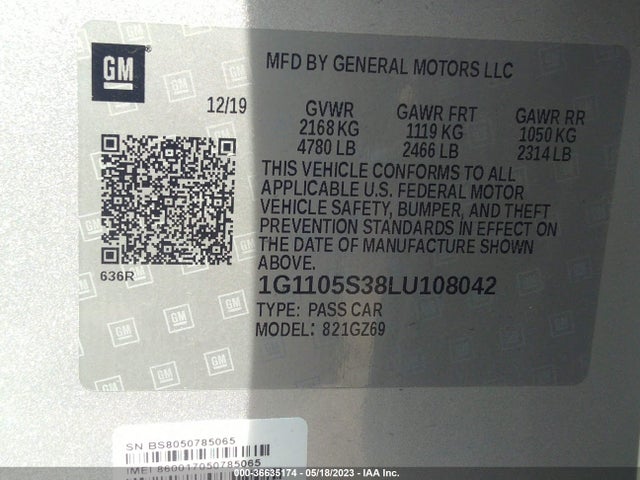 Chevrolet Impala Premier 2020 1G1105S38LU108042 Image 9