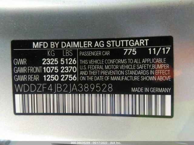 WDDZF4JB2JA389528 Mercedes-Benz E-class E 300