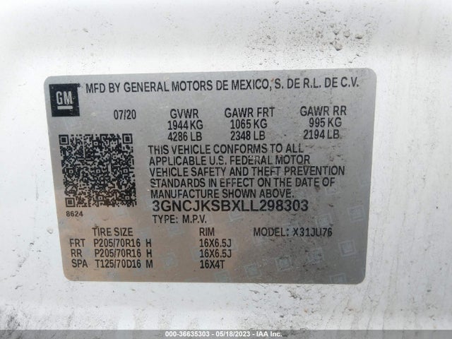 Chevrolet TRAX LS 2020 3GNCJKSBXLL298303 Image 9