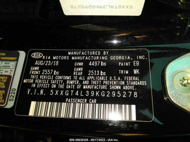 5XXGT4L39KG295278 KIA Optima Lx