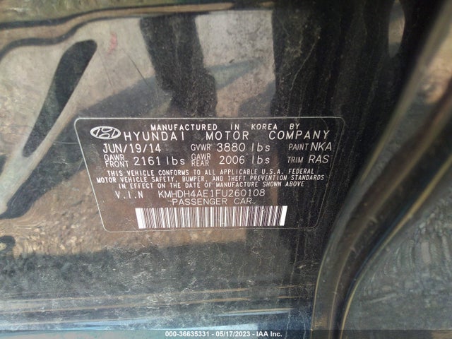 Hyundai ELANTRA SE 2015 KMHDH4AE1FU260108 Image 9