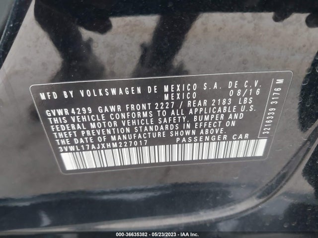 3VWL17AJXHM227017 Volkswagen Jetta 1.8t Sel