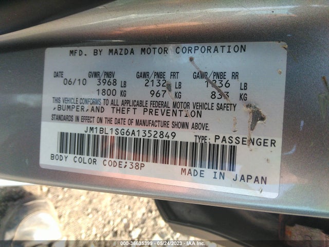 2010 MAZDA MAZDA3 I TOURING VIN: JM1BL1SG6A1352849