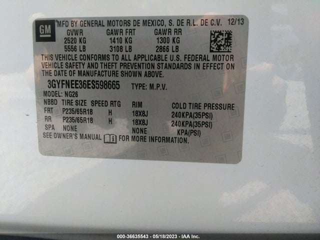 Cadillac Srx Luxury Collection 2014 3GYFNEE36ES598665 Image 9