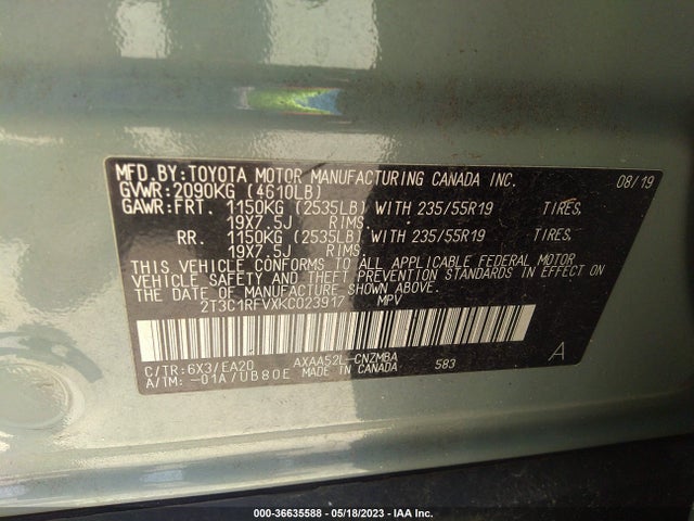 Toyota Rav4 Xle Premium 2019 2T3C1RFVXKC023917 Image 10