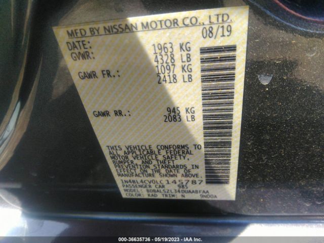 1N4BL4CV0LC145787 Nissan Altima 2.5 Sr