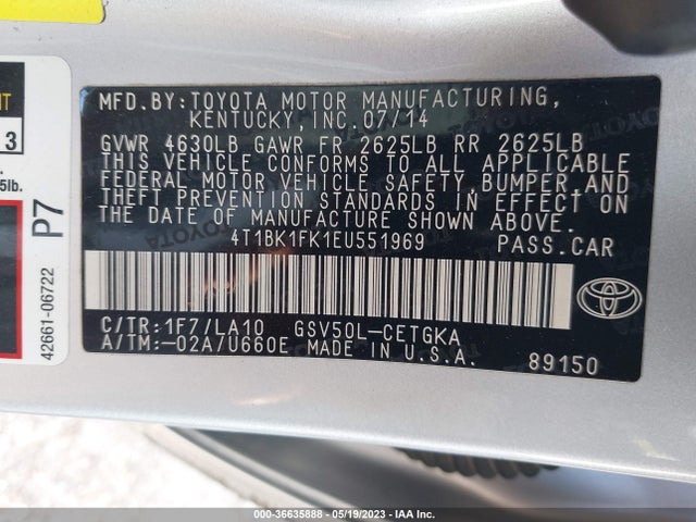 Toyota Camry Se/xle 2014 4T1BK1FK1EU551969 Image 10