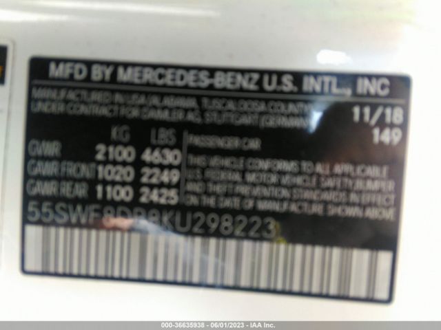 55SWF8DB8KU298223 Mercedes-Benz C-class C 300