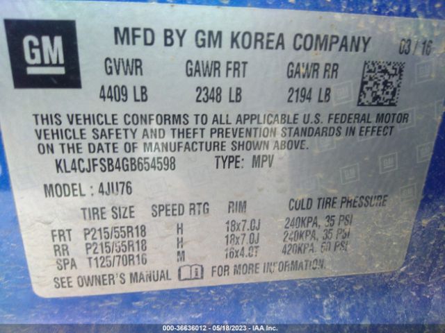 KL4CJFSB4GB654598 Buick Encore Convenience