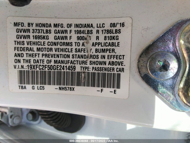 Honda Civic Sedan Lx 2016 19XFC2F50GE241459 Image 9