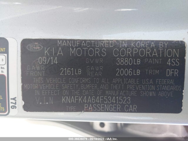 KIA FORTE LX 2015 KNAFK4A64F5341523 Image 10