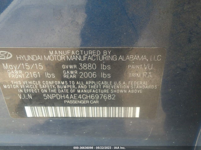 Hyundai ELANTRA SE 2016 5NPDH4AE4GH697682 Image 9