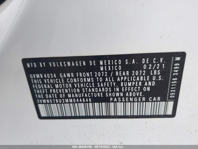 3VWN57BU2MM044646 Volkswagen Jetta S/r-line