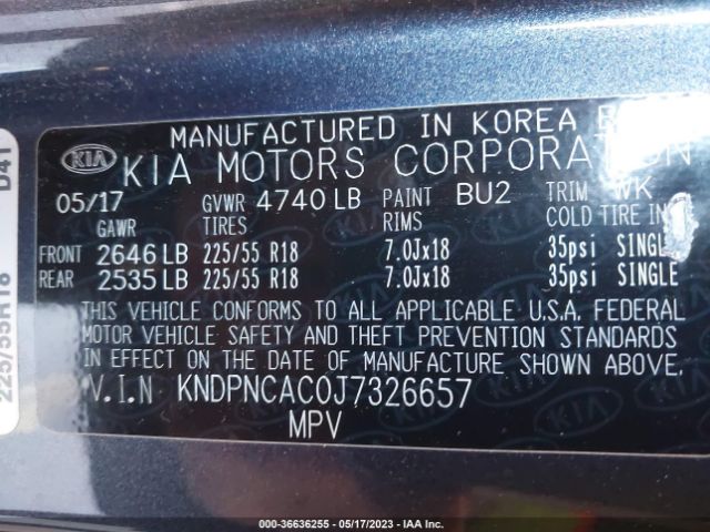 KNDPNCAC0J7326657 KIA Sportage Ex