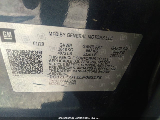 Chevrolet MALIBU LT 2020 1G1ZD5ST1LF092178 Image 10