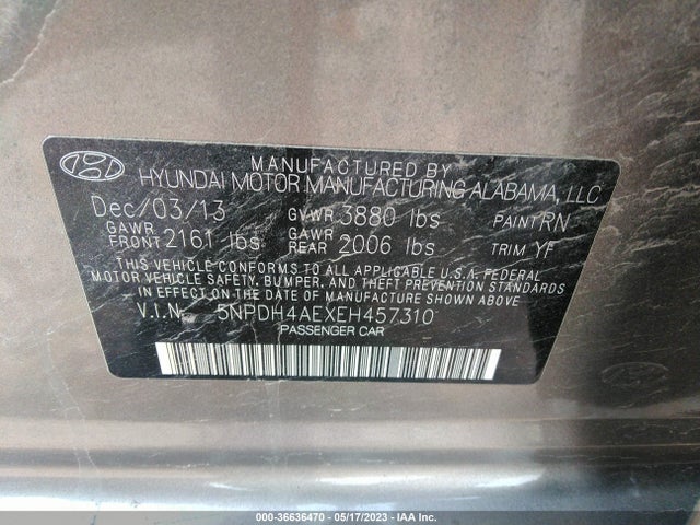 Hyundai ELANTRA SE 2014 5NPDH4AEXEH457310 Image 10
