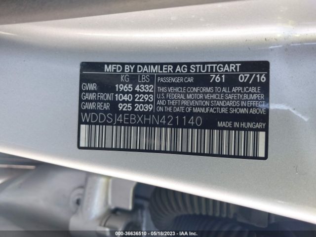 WDDSJ4EBXHN421140 Mercedes-Benz Cla Cla 250