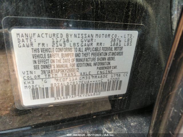 3N1AB7AP9KY266812 Nissan SENTRA SV