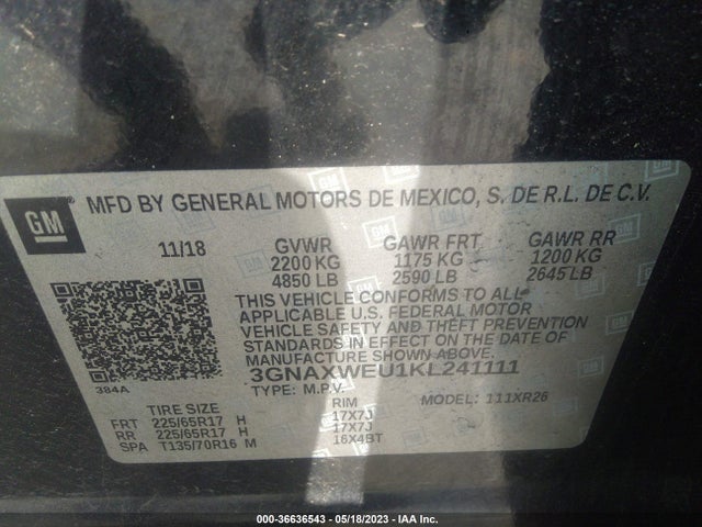 Chevrolet EQUINOX LT 2019 3GNAXWEU1KL241111 Image 11