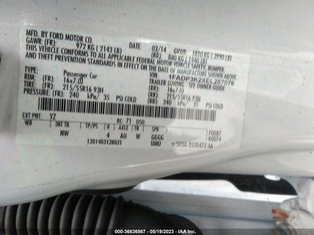 Ford FOCUS SE 2014 1FADP3K2XEL287078 Image 11