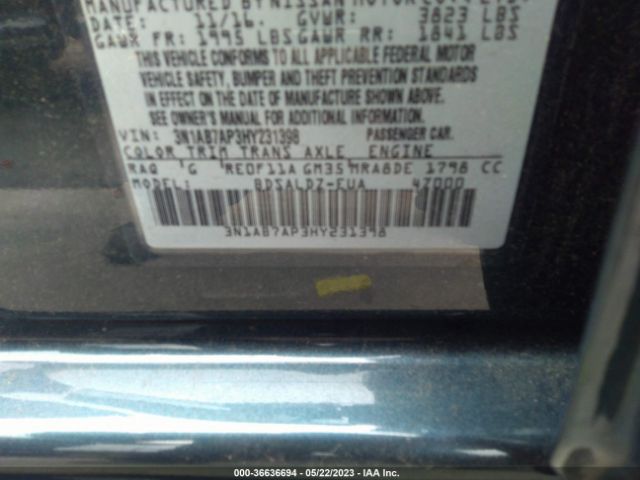 3N1AB7AP3HY231398 Nissan SENTRA SV