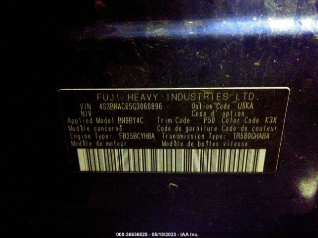 4S3BNAC65G3060896 Subaru Legacy 2.5i Premium