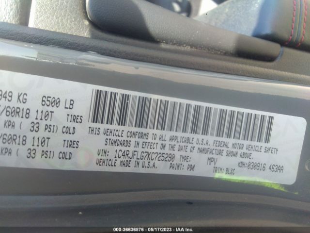 1C4RJFLG7KC725290 Jeep Grand Cherokee Trailhawk