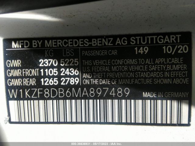 W1KZF8DB6MA897489 Mercedes-Benz E-class E 350