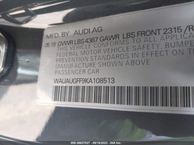 Audi A3 Sedan Premium/titanium Premium 2019 WAUAUGFF9KA108513 Image 10