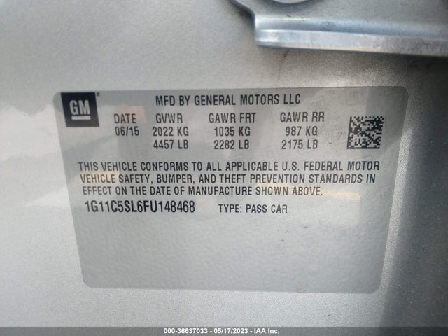 Chevrolet MALIBU LT 2015 1G11C5SL6FU148468 Image 9