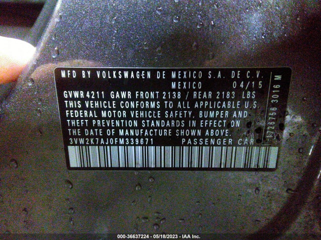 3VW2K7AJ0FM339671 Volkswagen Jetta Sedan 2.0l S