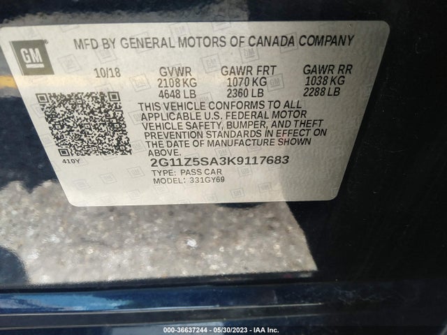 Chevrolet IMPALA LT 2019 2G11Z5SA3K9117683 Image 9