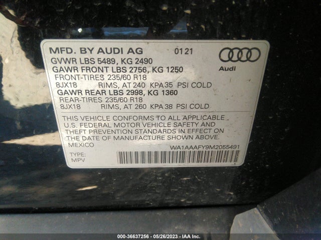 WA1AAAFY9M2055491 Audi Q5 PREMIUM