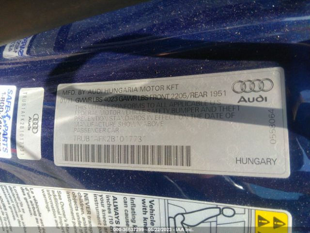 2011 AUDI TTS TRUB1AFK2B1017731 Photo 8