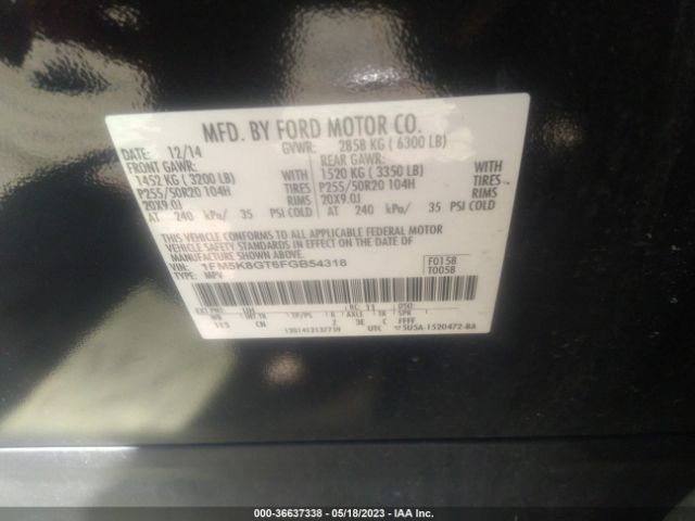 1FM5K8GT6FGB54318 Ford EXPLORER SPORT