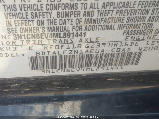 Nissan VERSA SV 2021 3N1CN8EV4ML891441 Image 10
