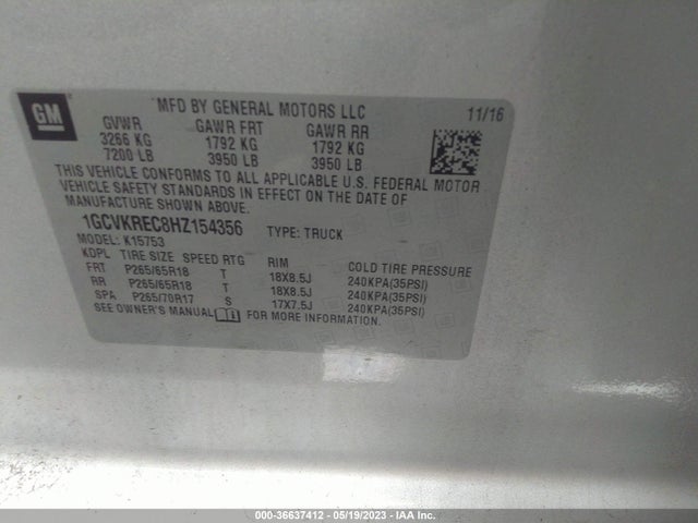 Chevrolet Silverado 1500 Lt 2017 1GCVKREC8HZ154356 Image 10
