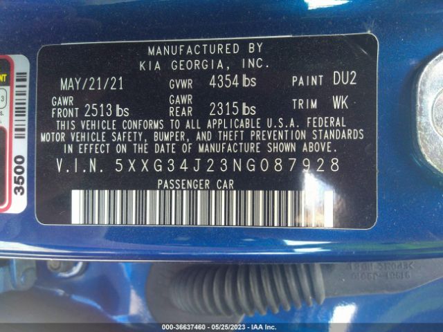 5XXG34J23NG087928 KIA K5 EX