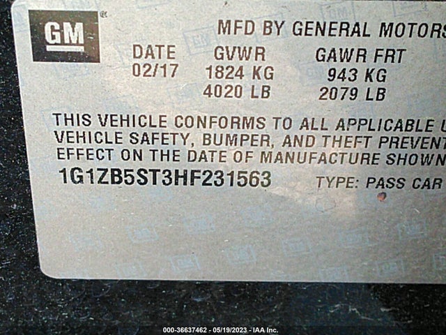 Chevrolet MALIBU LS 2017 1G1ZB5ST3HF231563 Image 9