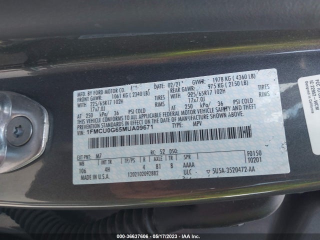 Ford ESCAPE SE 2021 1FMCU0G65MUA09671 Image 10