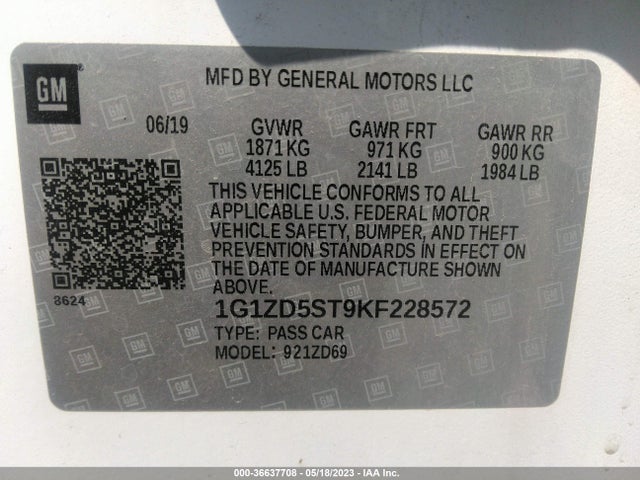 Chevrolet MALIBU LT 2019 1G1ZD5ST9KF228572 Image 9