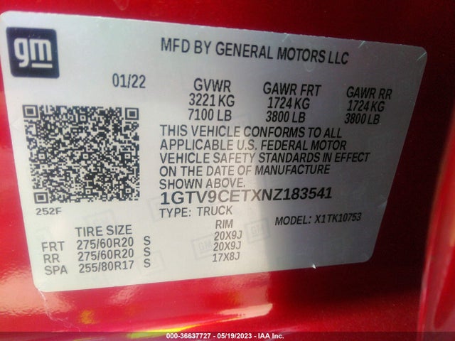 GMC Sierra 1500 Limited Elevation 2022 1GTV9CETXNZ183541 Image 9