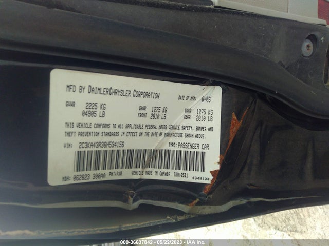 2006 CHRYSLER 300 VIN: 2C3KA43R36H534156