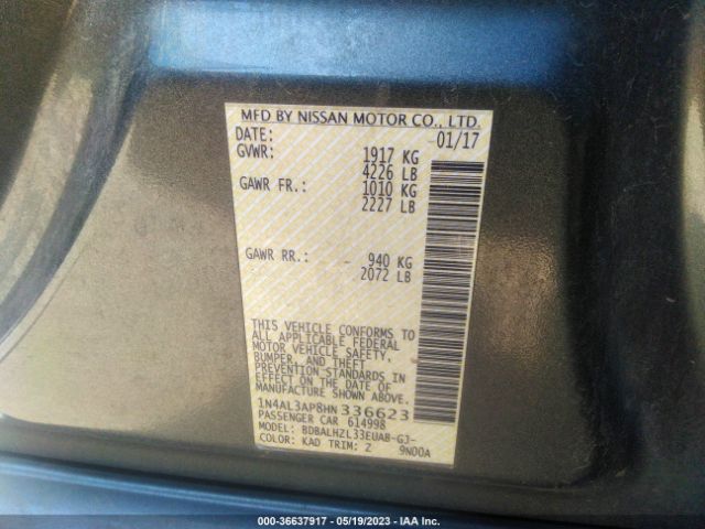 1N4AL3AP8HN336623 Nissan Altima 2.5 Sr