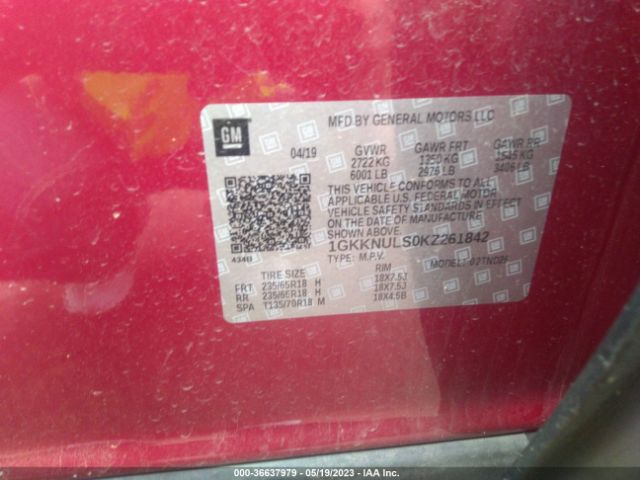1GKKNULS0KZ261842 GMC ACADIA SLT